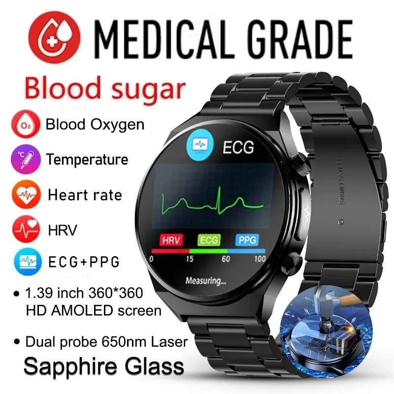 

Новинка 2023, мужские Смарт-часы с измерением уровня сахара в крови, ЭКГ + ФПГ, пульсометр, лазерное лечение, трекер здоровья, Смарт-часы для Huawei Xiaomi