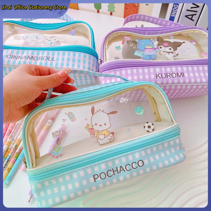 

Карандаш Sanrio из искусственной кожи большой емкости, милый карандаш Hellokitty Cinnamoroll Melody, школьная фоторучка, канцелярские принадлежности