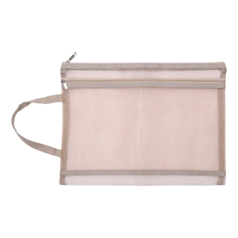 

Clear Mesh Zipper Pouch Document Bag Zip File Folders A4 School Office Supplies