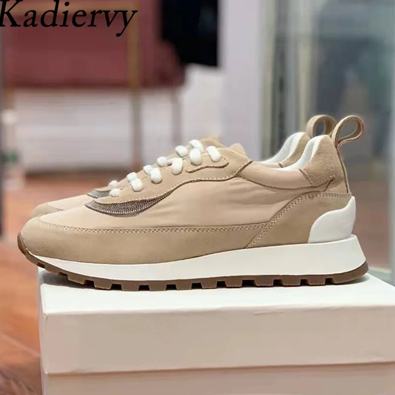 

Женские замшевые кроссовки в стиле пэчворк, со шнуровкой и круглым носком, Женская Повседневная Удобная уличная спортивная обувь, женская обувь для прогулок