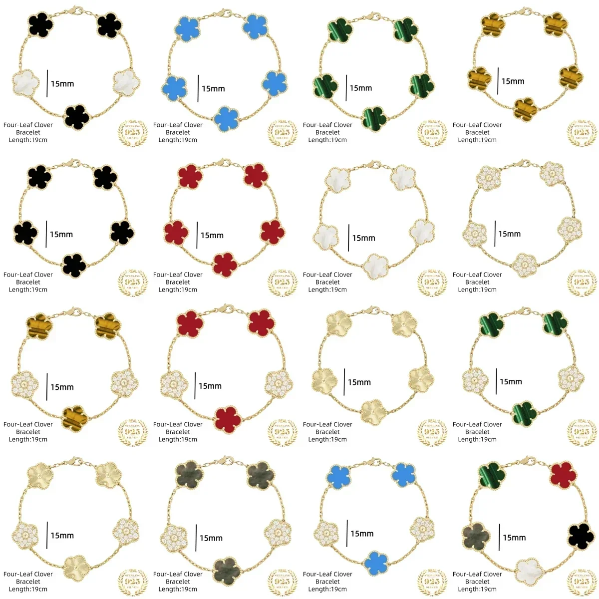 925 silver tower style accessories bracelet V five-petal flower four-leaf new C versatile gorgeous A high quality