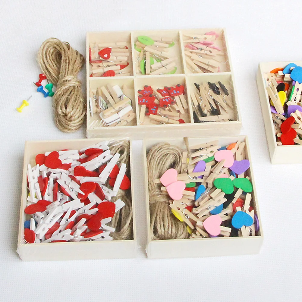 56 Pcs Clothespins Wooden Heart Shape Lovely Photo Pegs Note Clips Paper for Scrapbooking |