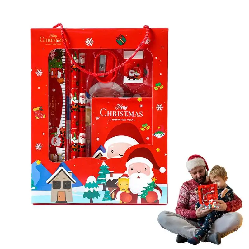 

Christmas Pencil Erasers Set 6-Piece Christmas Stationery Set Festive Atmosphere Stationery Supplies For Kindergarten Prizes