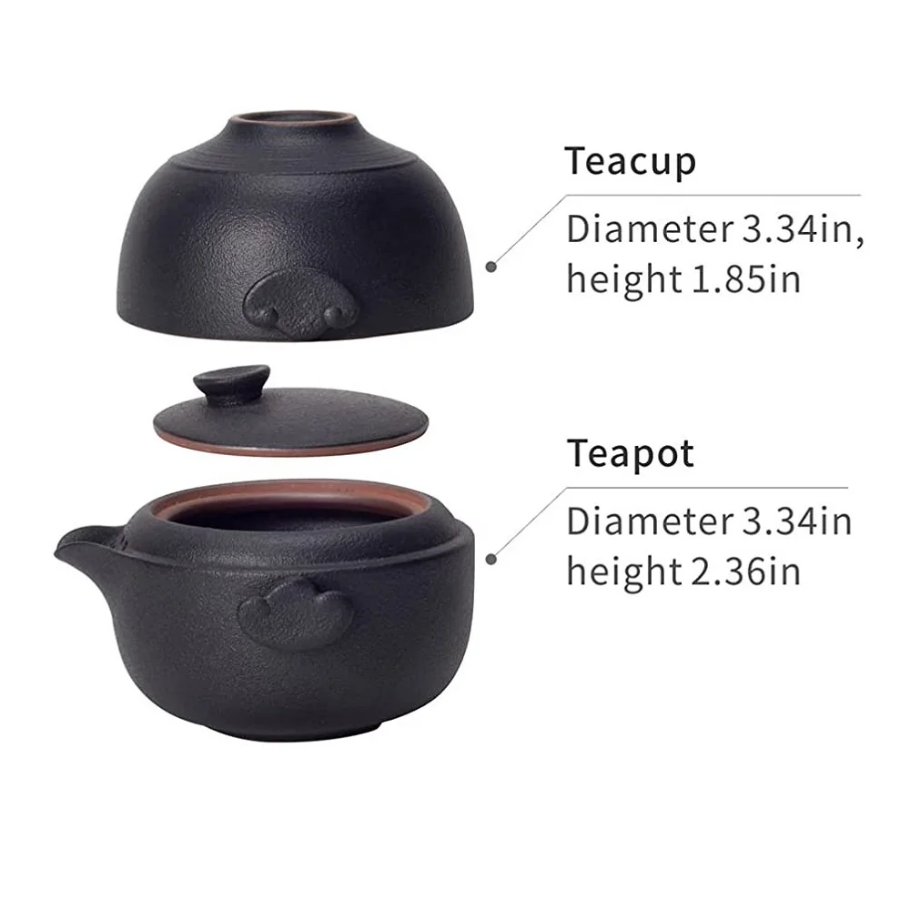 

Chinese Travel Gaiwan Tea Set for One, Ceramic Small Kungfu Teapot with Teacup for Adults,Style Tea Accessories for Tea Lovers
