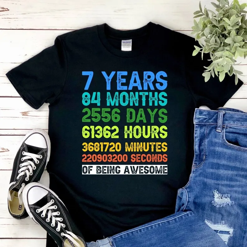 Футболка с надписью на день рождения для мальчиков и девочек 7 лет