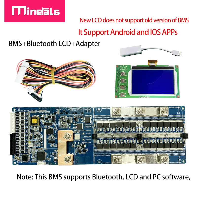 Inverter BMS 8S 13S 14S 15S 16S 50A 100A 150A 200A V16 10E BT PC Smart BMS CANBUS RS485 Communicate with Inverter Li-ion LiFePo4