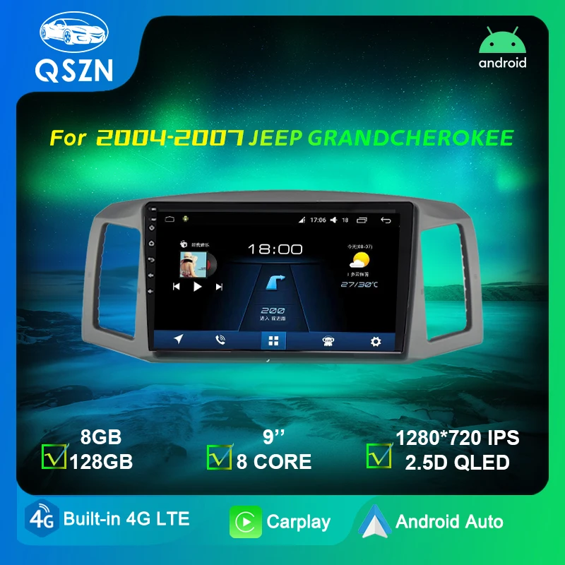

QSZN car Multimedia Player For JEEP GRANDCHEROKEE 2004-2007 Carplay Android Auto Radio Car Radio 4G Navigation GPS led accesorio