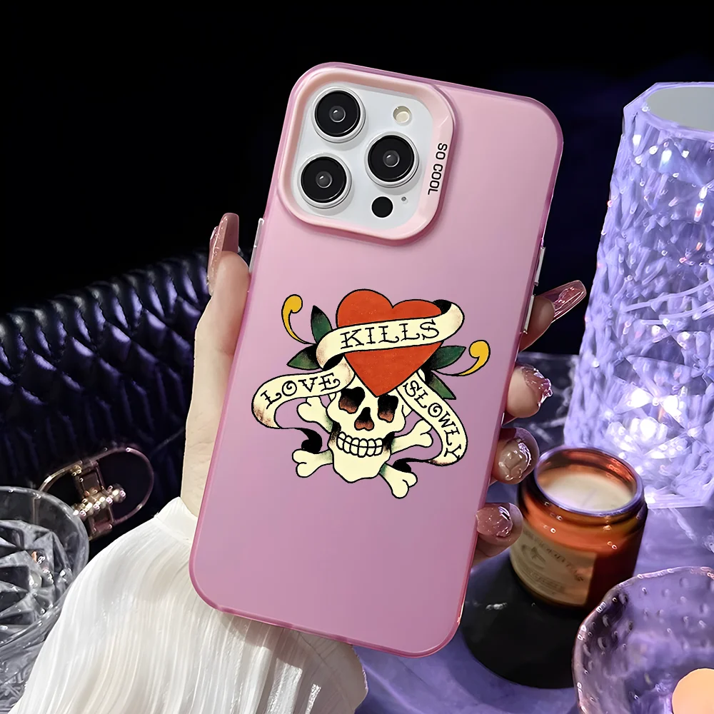 E-Ed H-Hardy Fashion Роскошный чехол для телефона iPhone 16 15 14 13 12 11 Pro Max черный матовый