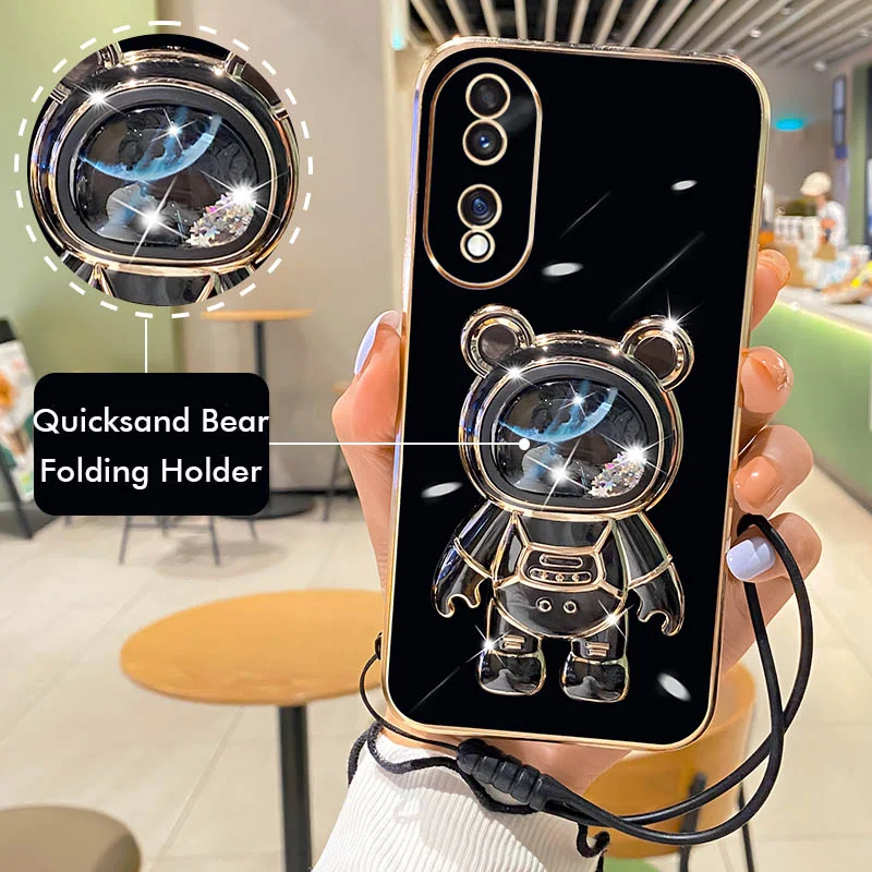 

Quicksand Astronaut Stand Strap Case for Samsung Galaxy S22 S23 Ultra S20 FE S21 Plus Note 20 A52 A32 A71 A51 A53 A33 A13 Cover