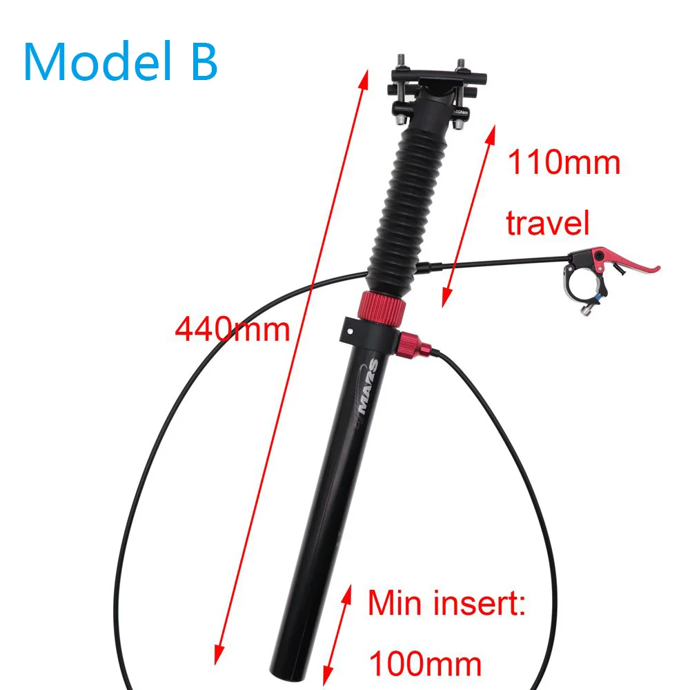 Tmars Dropper Seatpost Adjustable Height 27.2mm Remote Control Manual Hand Mechanical Bike MTB 28.6 30.1 30.4 30.9 31.6 110mm