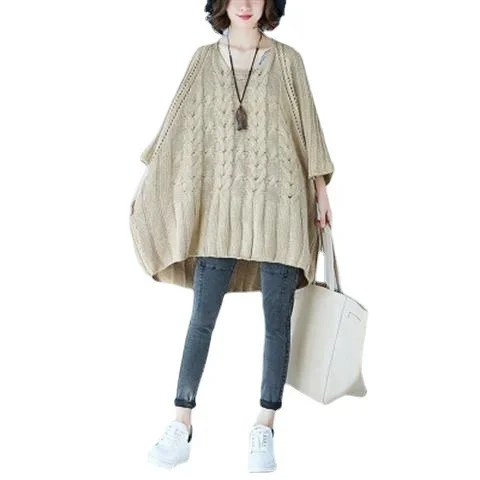 Женский осенний свитер больших размеров с круглым вырезом топ 300 кг очень большой