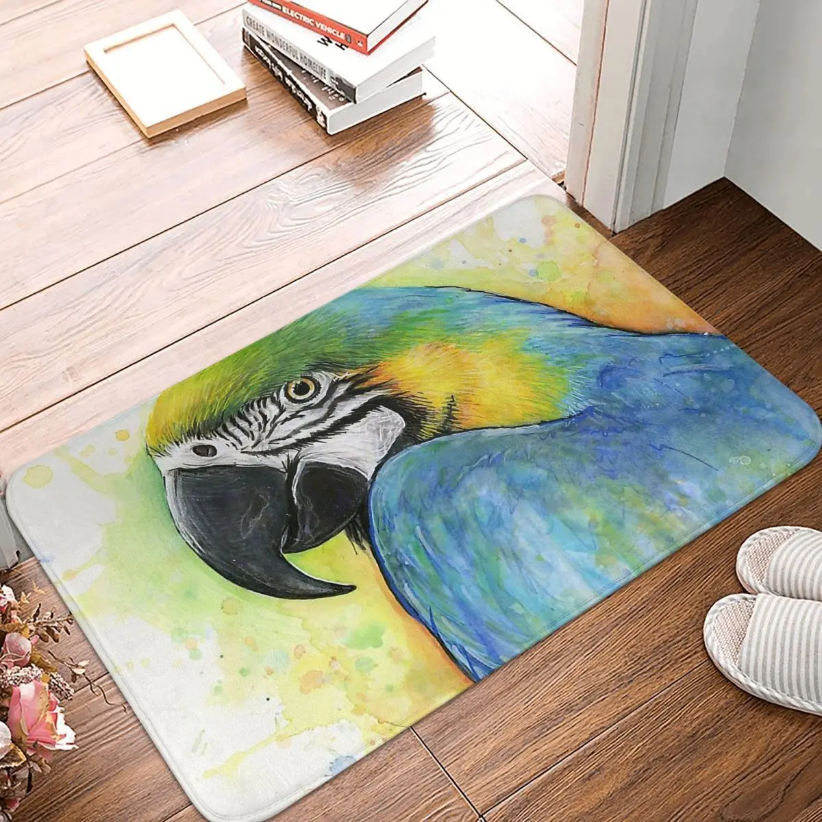 

Parrot Bird Bath Mat Macaw Watercolor Doormat Living Room Carpet Outdoor Rug Home Decoration