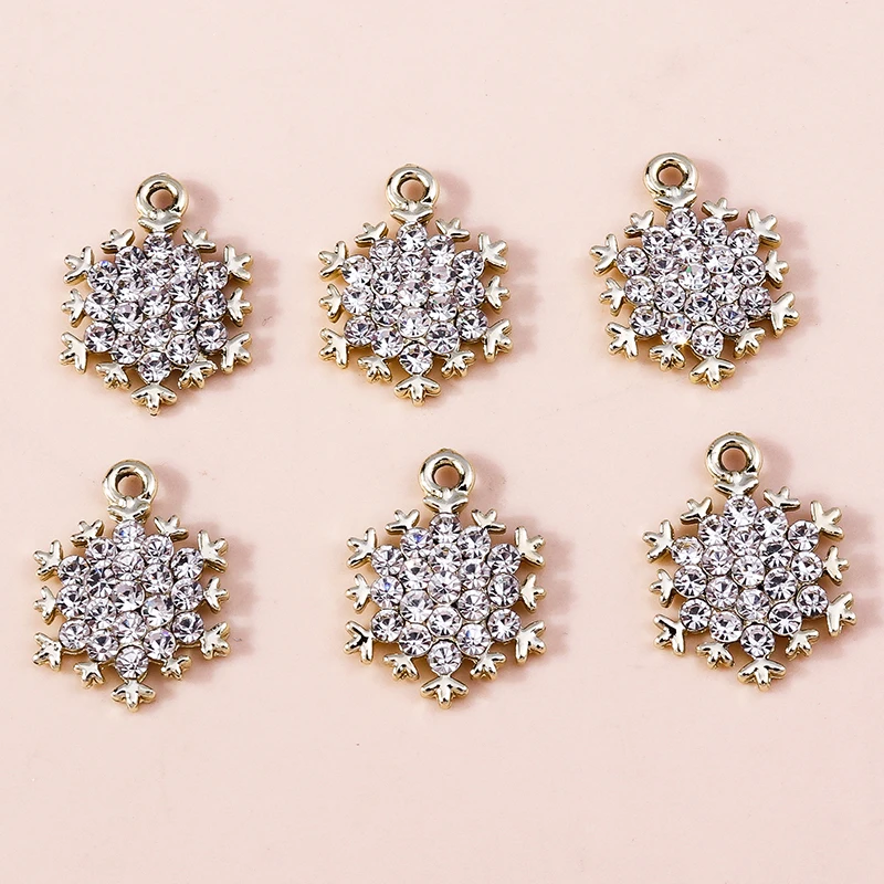 

10pcs 16x22mm Elegant Crystal Christmas Snowflake Charms for Jewelry Making DIY Earrings Necklaces Handmade Bracelets Craft Gift