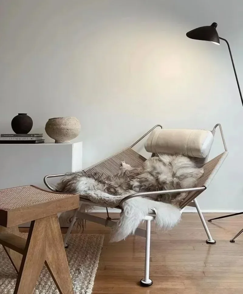 Современный дизайнерский стул для отдыха с подставкой ног современный гостиной