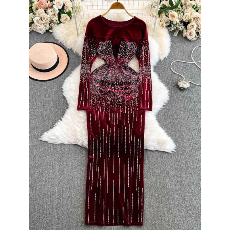 Облегающие платья женские весенне-осенние модные сексуальные с длинным рукавом