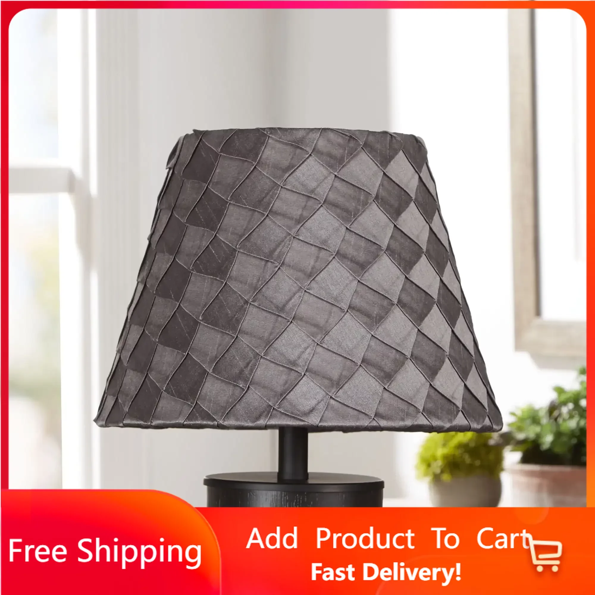 

Tapered Pleat Fabric Drum Accent Lamp Shade, Grey Free Shipping