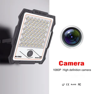 solar flood light cctv security camera wireless wifi monitoring outdoor lamp phone control with 128gb sd memory card built in free global shipping
