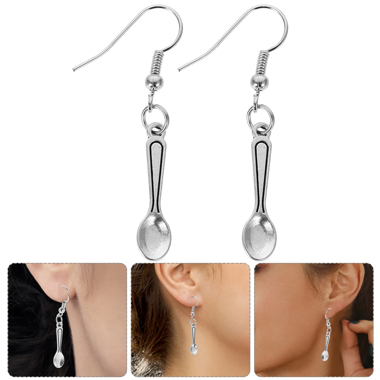 

1 Pair of Mini Spoon Earrings Ear Danglers Chic Earrings Party Ear Pendants