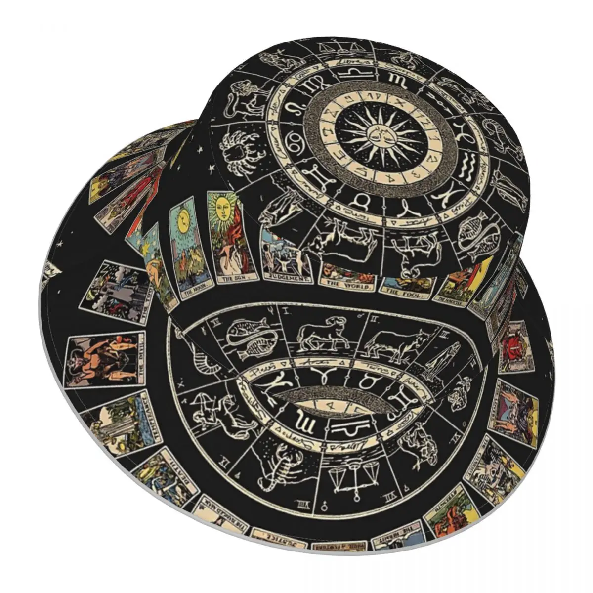 Wheel Of The Zodiac, Astrology Chart & The Major Arcana Tarot reflective Bucket Hat Men Women Bucket Hat  Fishing Cap