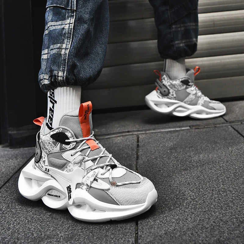 Мужские Стильные Баскетбольные туфли на шнуровке амортизирующие удобные