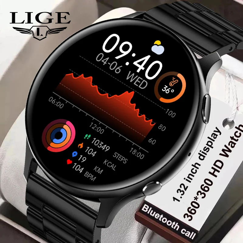 

LIGE Play Music Smart Watch Men Bluetooth Call AI Voice Assistant Weather Forecast SmartWatch Women Temperature Detection Clock