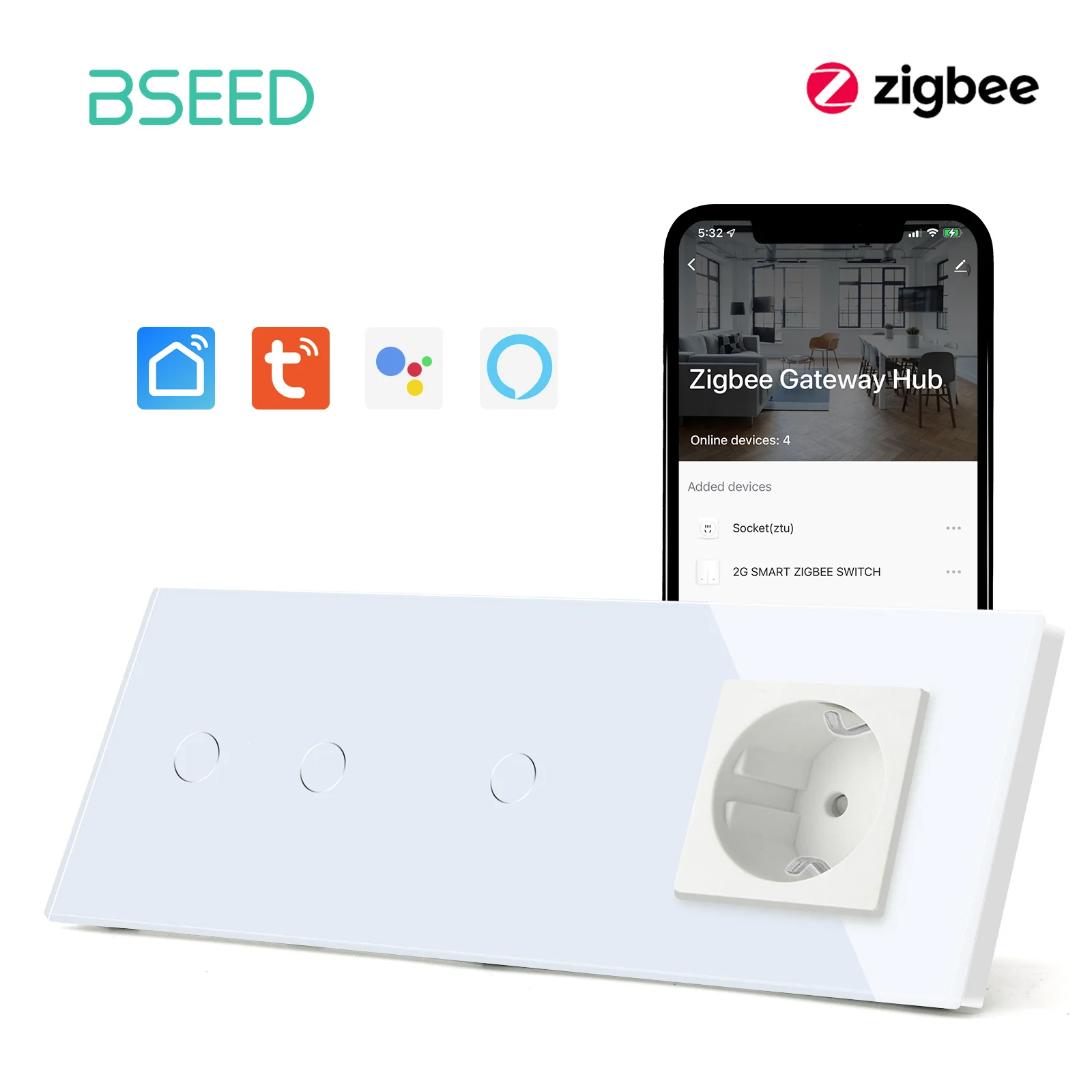 

BSEED Белый / Черный / Золотой Сенсорный умный выключатель 1/2/3 Gang