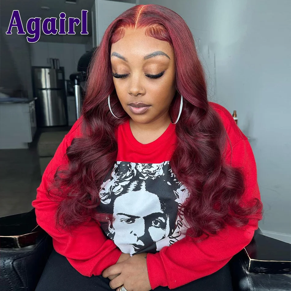 200% Density 5x5 Lace Closure Wig 12A Body Wave Burgundy 99J Colored Lace Front Wig 30 32 Inch 13x6 Lace Frontal Human Hair Wigs