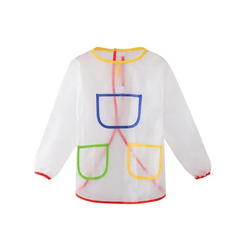 

Clear Painting Smocks For Toddlers Splash-proof Kids Artist Aprons Waterproof Cover With Long Sleeves And 3 Pockets For Drawing