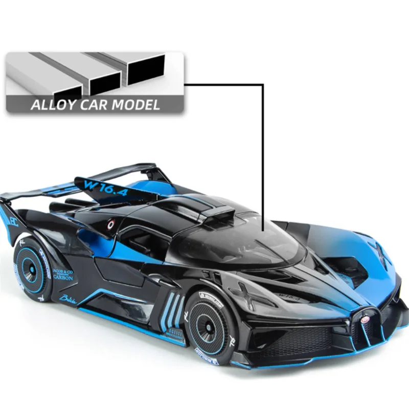 

1: 24 new cool alloy Bugatti bolide car model sound and light door opening