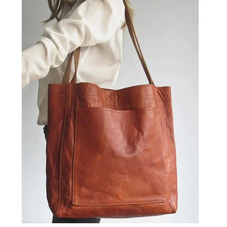 

Oversized Tote for Women Handbags Large Size Shoulder bags Vintage Style Solid Color Soft PU Leather Purses s à bandoulière