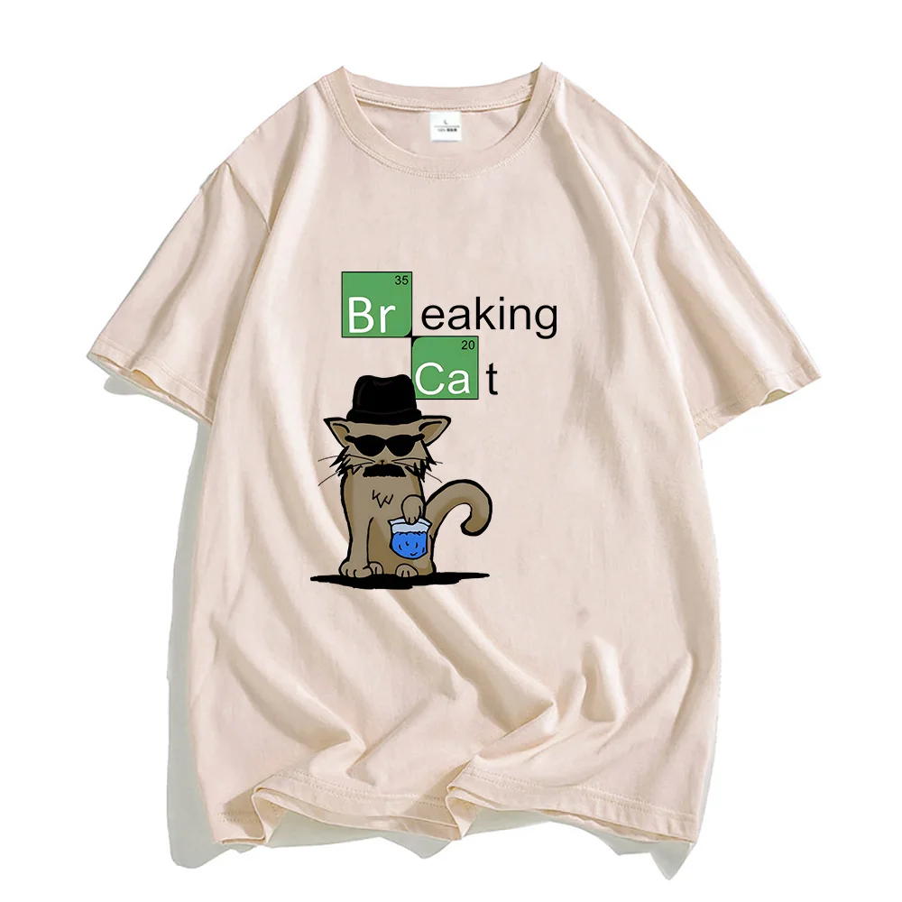 

Reaking Bad Heisenberg Breaking Cat Tshirts MEN Harajuku T-shirts 100% Cotton T Shirts O-Neck Manga/Comic Four Seasons Tees Soft