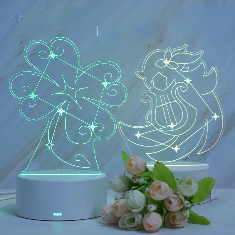 

Genshin Impact Led Lights Anime Venti Tartaglia Diluc Leds Light for Bedroom 3D Night Light Lamps Figure Decoration Stereoscopic