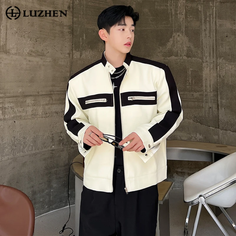 

LUZHEN Осенние новые куртки модные мужские модные корейские стильные индивидуальные короткие пальто контрастные цветные нишевые Дизайнерские повседневные топы 3189bb