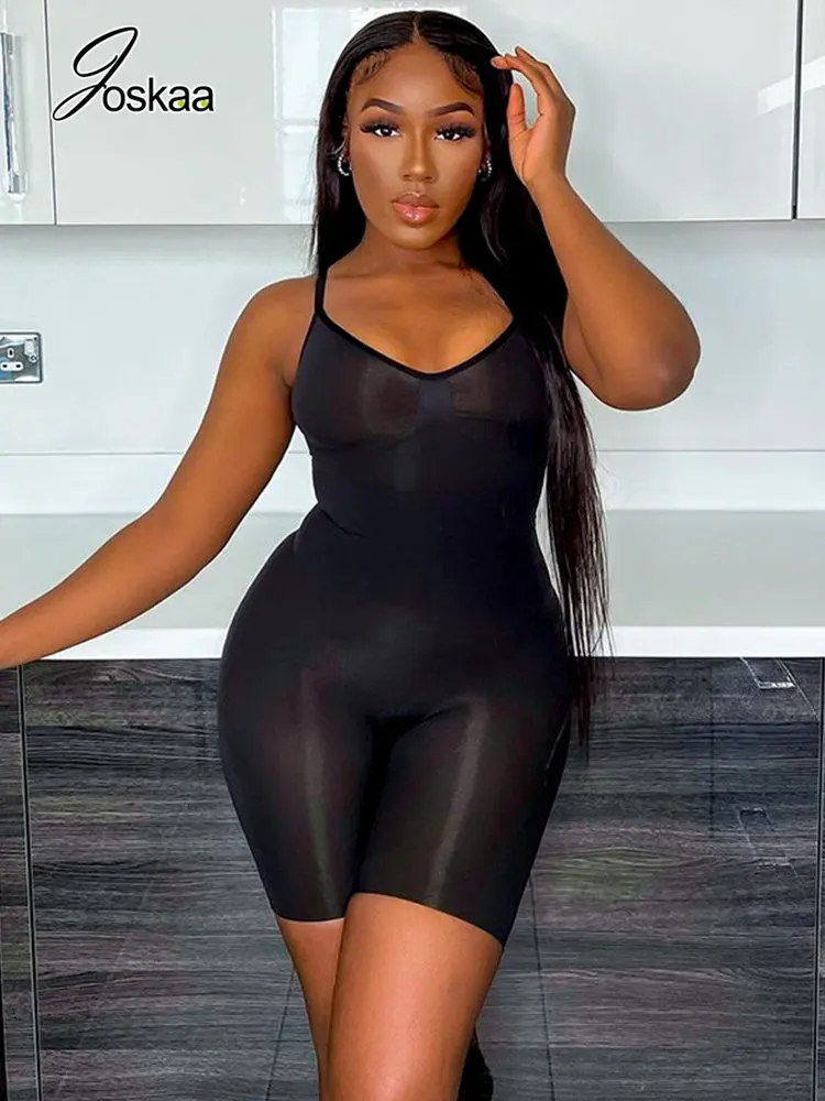 

Женские комбинезоны на тонких бретелях Joskaa, однотонные комбинезоны с v-образным вырезом, цельные наряды 2023, модные сексуальные комбинезоны ...