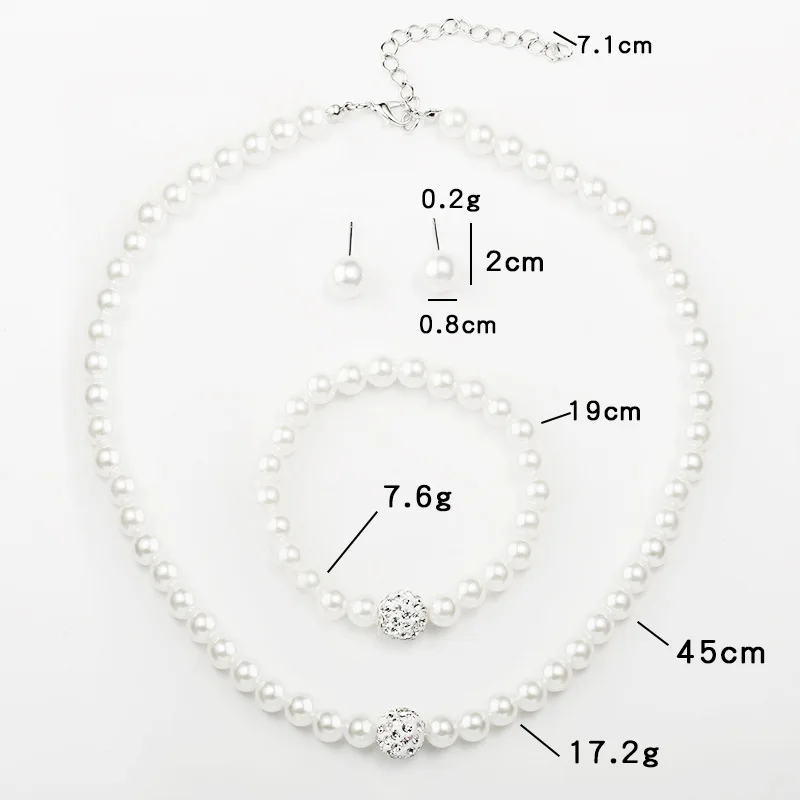 Romantic Pearl Jewelry Set 3pcs Necklace Earrings Bracelet Women Fashion Wedding Accessories Metal Chain Trendy Choker Gift images - 6