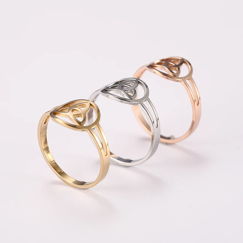 

Witch's Irish Knot Ring for Women Stainless Steel Ireland Celtic Hollow Finger Rings New Witchcraft Amulet Jewelry Birthday Gift