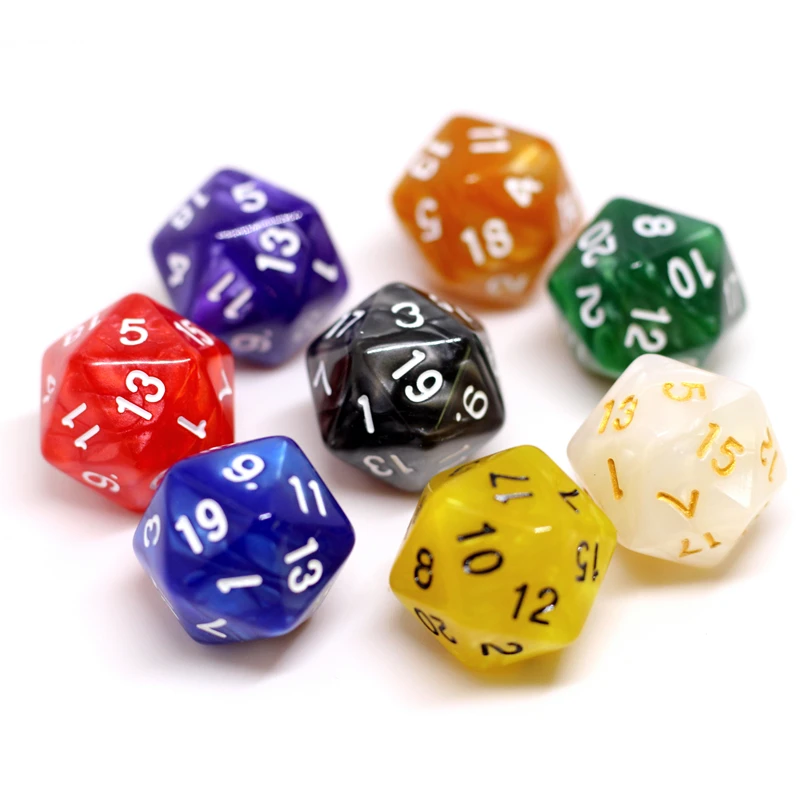 

8 Pcs 8 colors Dice Twenty Sided Die RPG D&D Opaque Gemmed Colors Multi Resin For Sides Dice Pop for Game Gaming