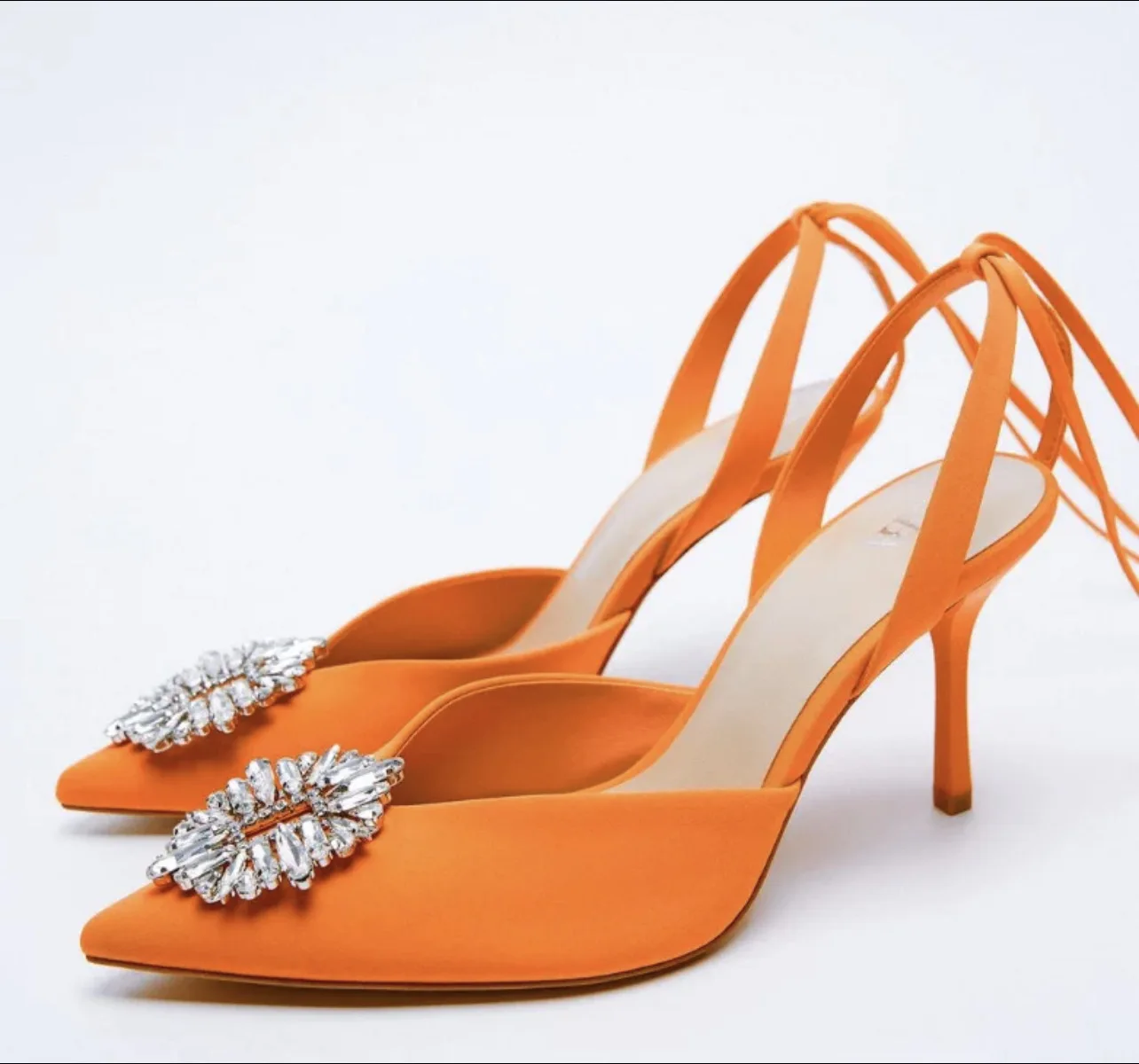 

2023 Woman Pumps Strappy Rhinestone Slingback Lace up Heels Spring Summer 2022Women's High Heels Weddings bridal Stiletto Shoes