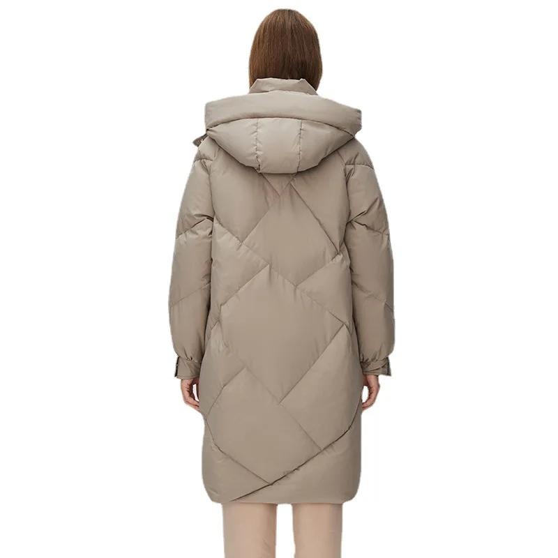 Hooded Coat Women Down Jacket Winter White Duck Thickened Warm Loose Profile New High-end Coats Cold-resistant Mid-length Parkas