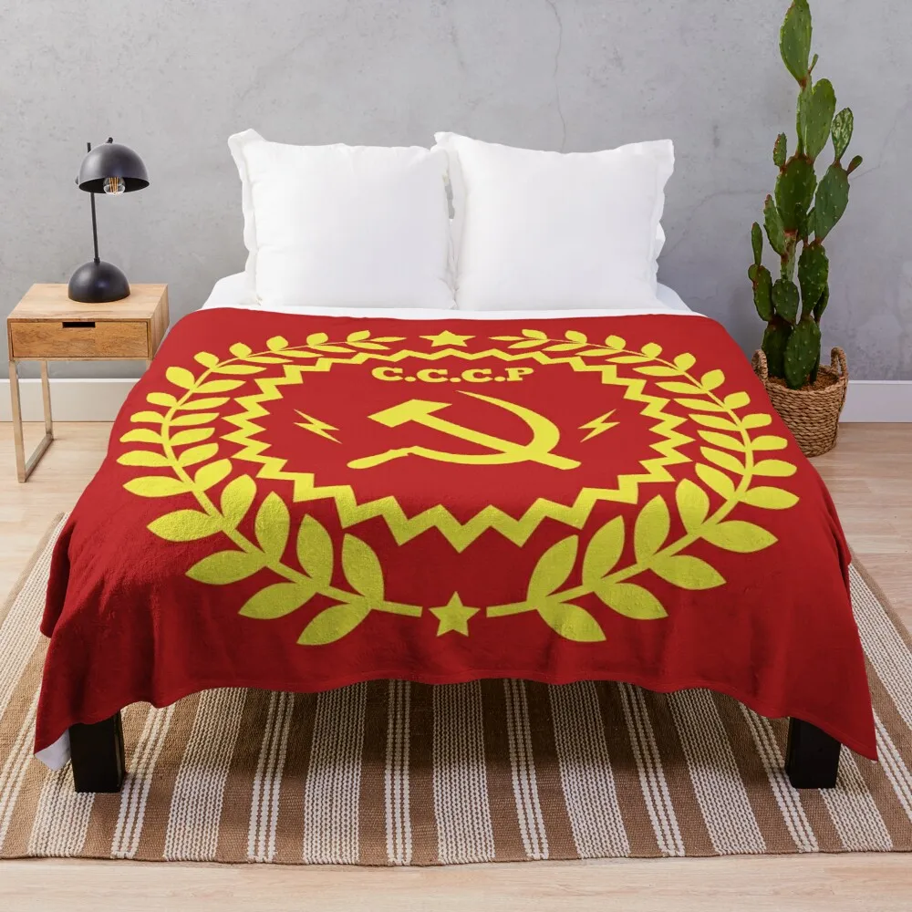 

Communism Symbol Hammer and Sickle Throw Blanket double plush blanket