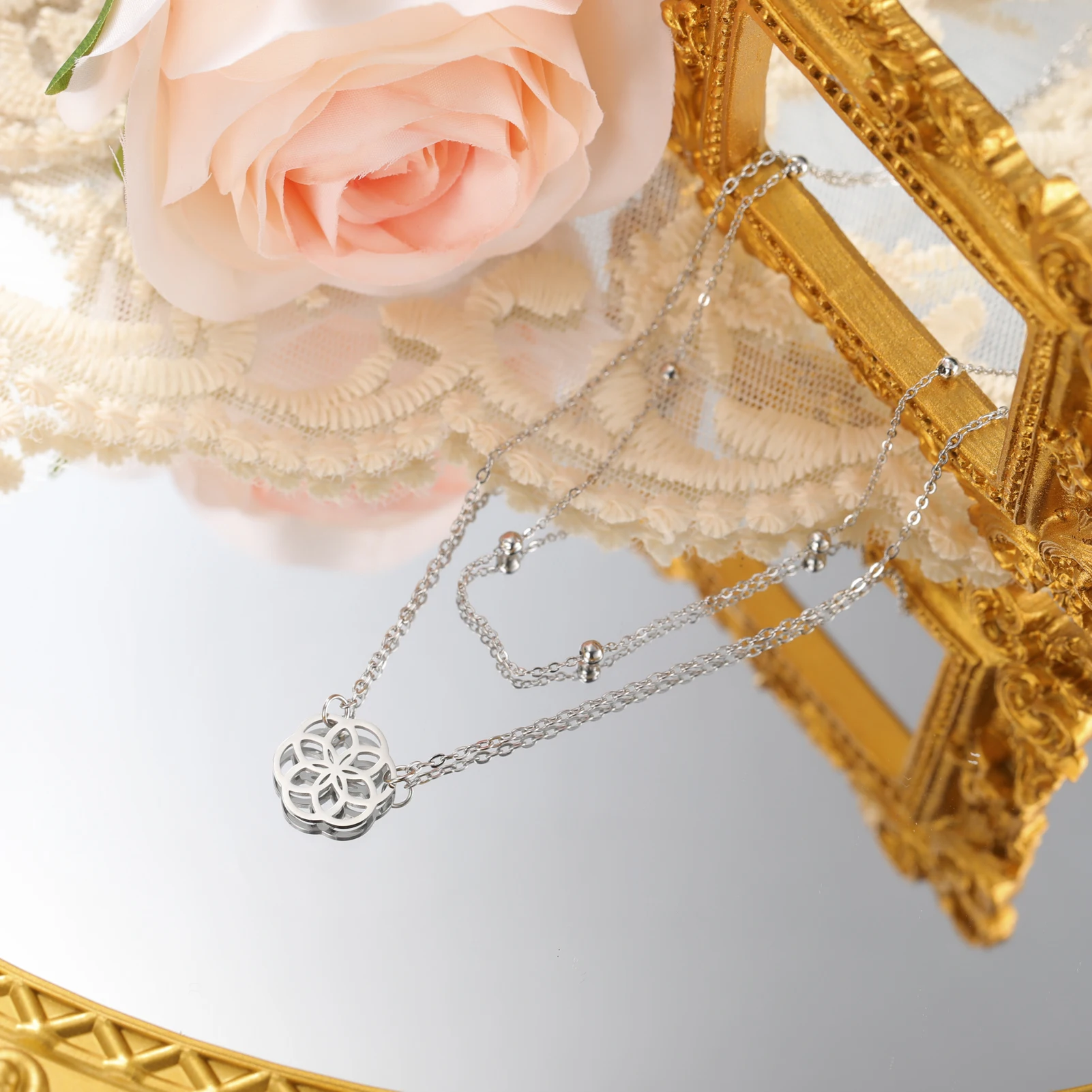 Unift Женская цепочка с бусинами винтажная из нержавеющей стали геометрическим