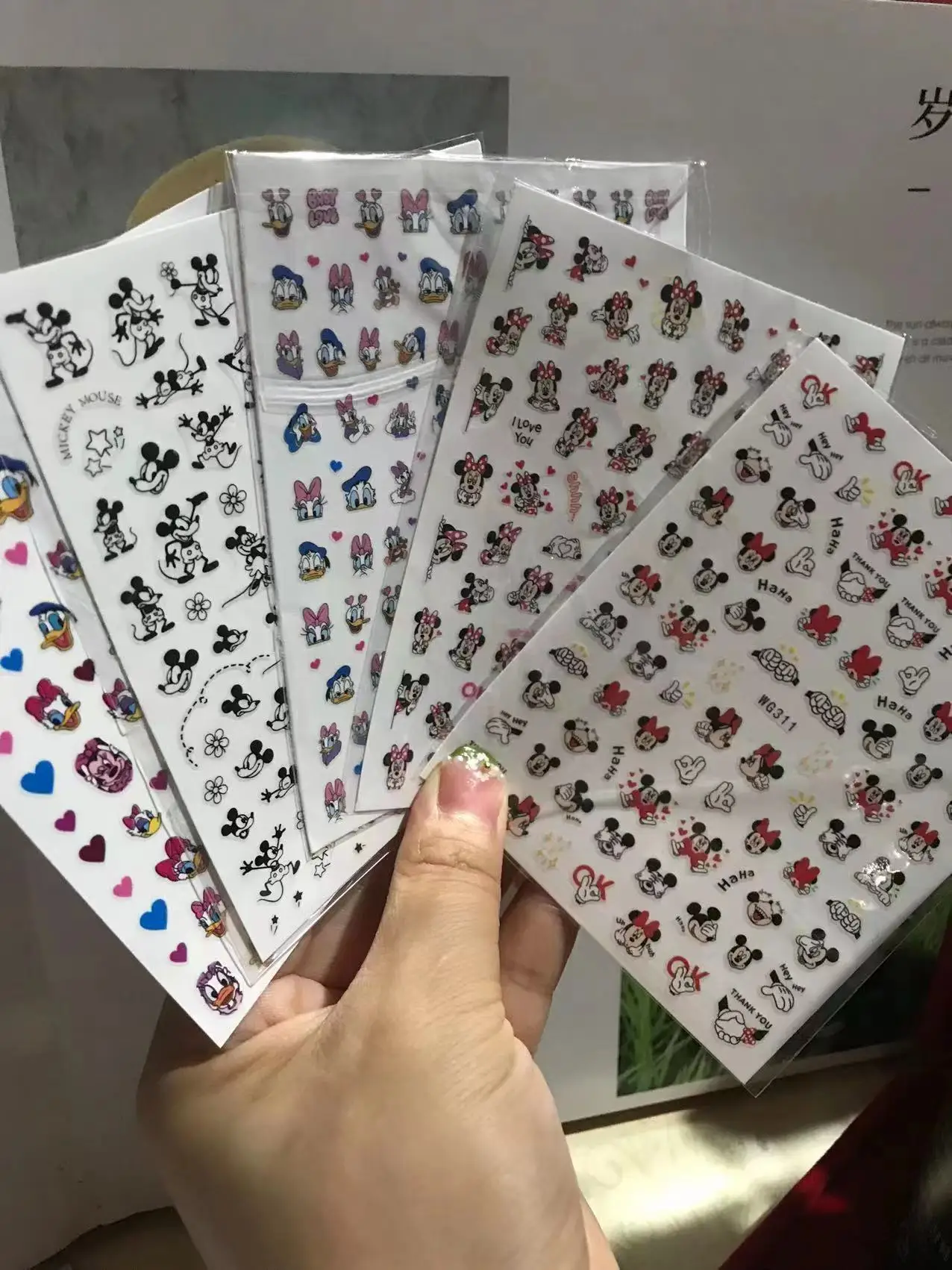 

Disney Nail Art Sticker Decal 1PC Disney Cartoon Nail Sticker Handmade DIY Adhesive Self Mickey Mouse Stitch Nail Slider Sticker