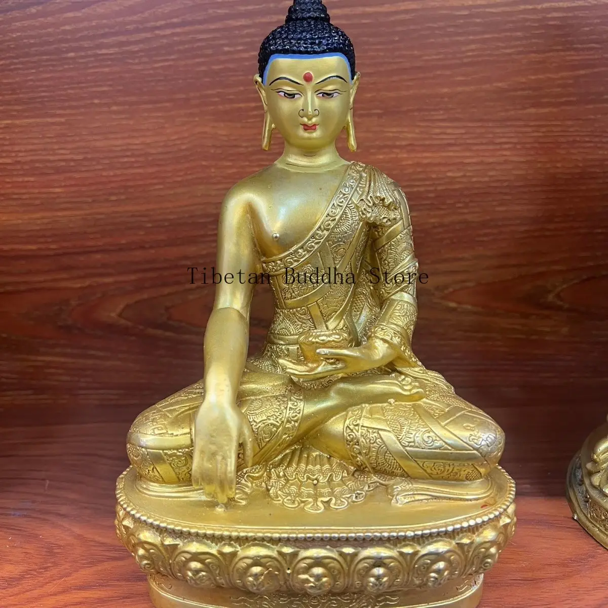 Тибетская позолоченная тибетская consecrated БОЛЬШОЙ бронзовая статуя Орнамент