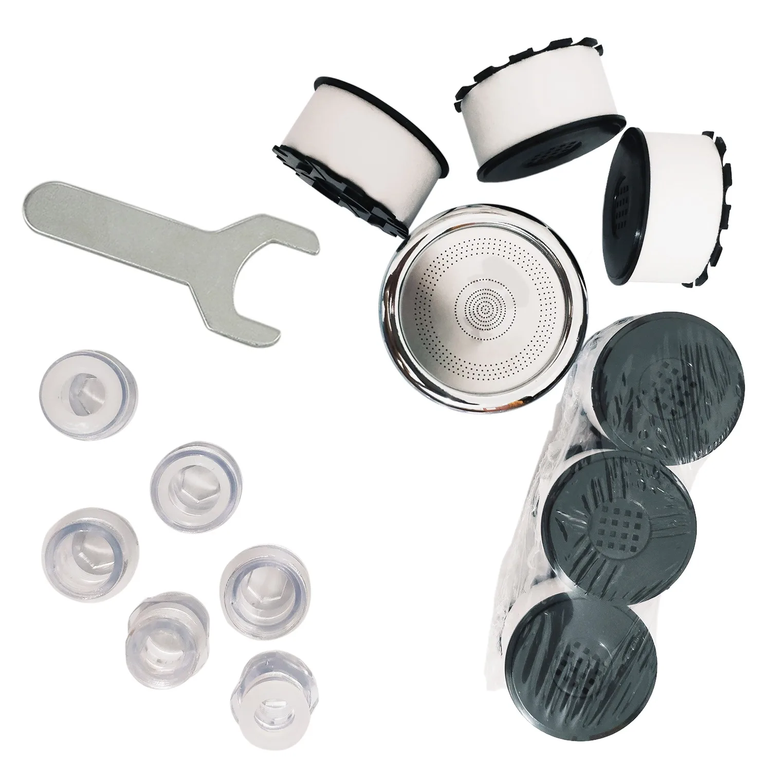 

1Set Wash Basin Faucet Filter Tap Water Filter Splash Proof with 6 Filter elements and 6 Threaded Fitting