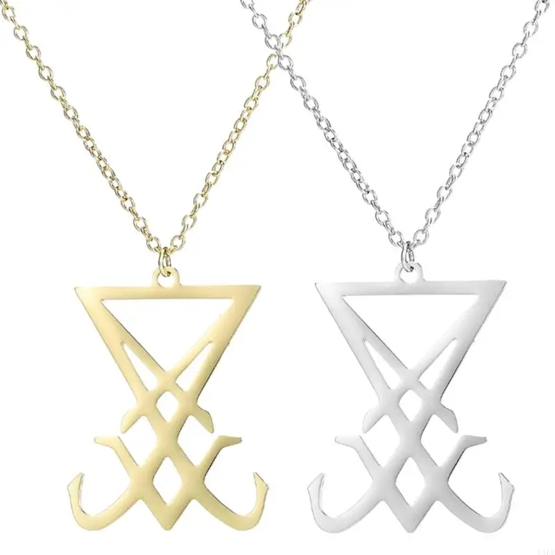 C1FE SATAN SYMBOL Ожерелье Сигил из подвесного ожерелья Люцифера хип -хоп модная