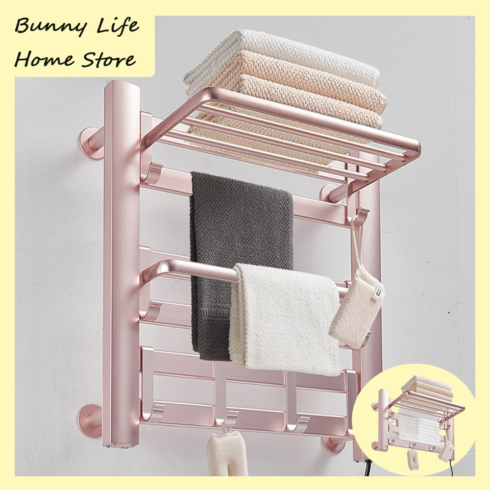 

Умная стойка для ванной комнаты с постоянной температурой, стеллаж из углеродного волокна, без перфорации, подставка для полотенец, обогрев...