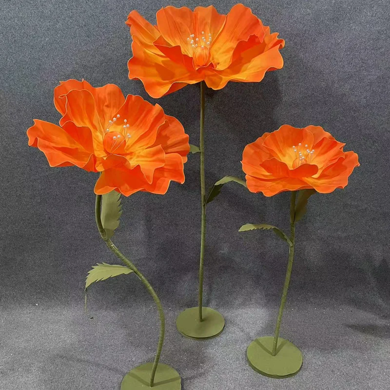 Гигантский искусственный букет большой размер маковые бумажные цветы