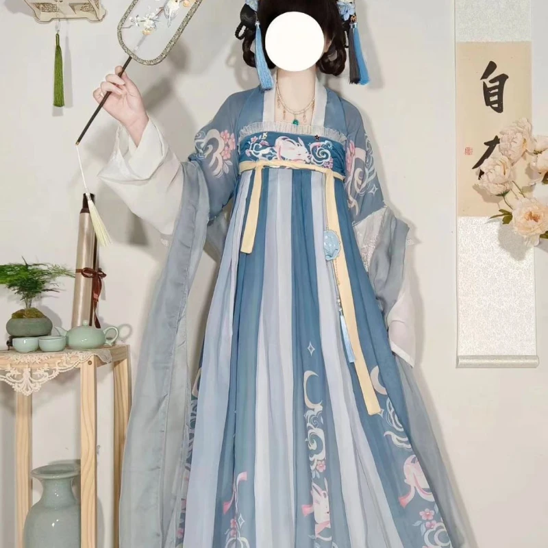 

Tang Dynasty Chinese Style Vintage Sweet Fairy Hanfu Dress Ancient Traditional Embroidery Princess Costume Female Dance Dresses