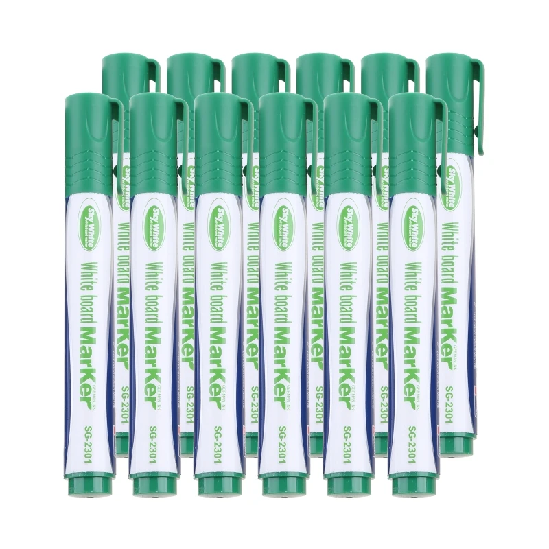 

12Pcs/Set Erasable Whiteboard Marker Pen Thick for Head Fine Tip Refillable Non Toxic Liquid Ink Colored Writing Pens for School