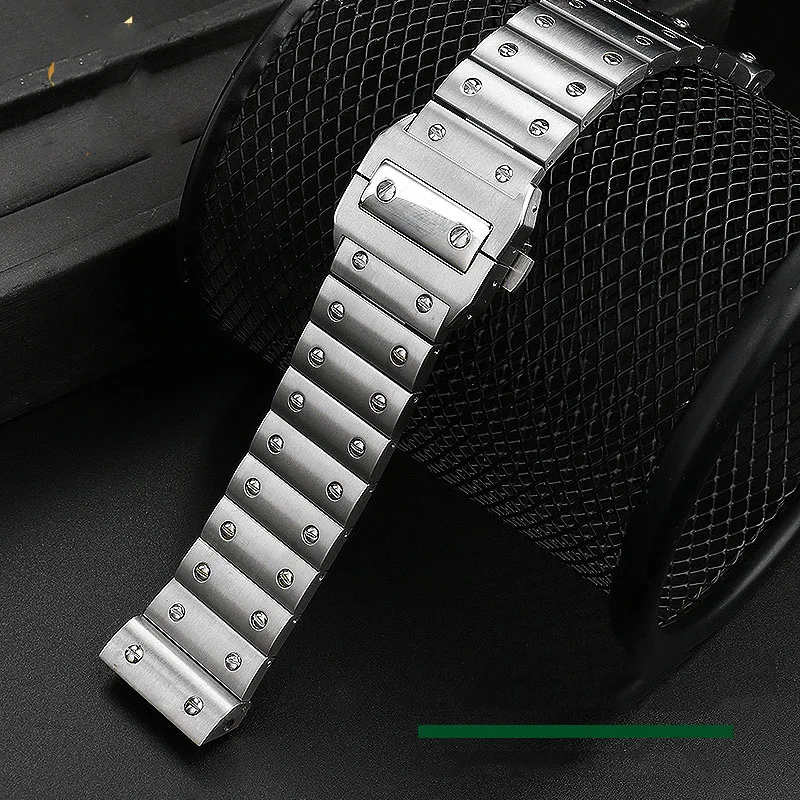 316L High Quality Solid Stainless Steel Watch Band For cartier Santos100 WSSA0009 watchband Metal Strap Men's Band 23mm